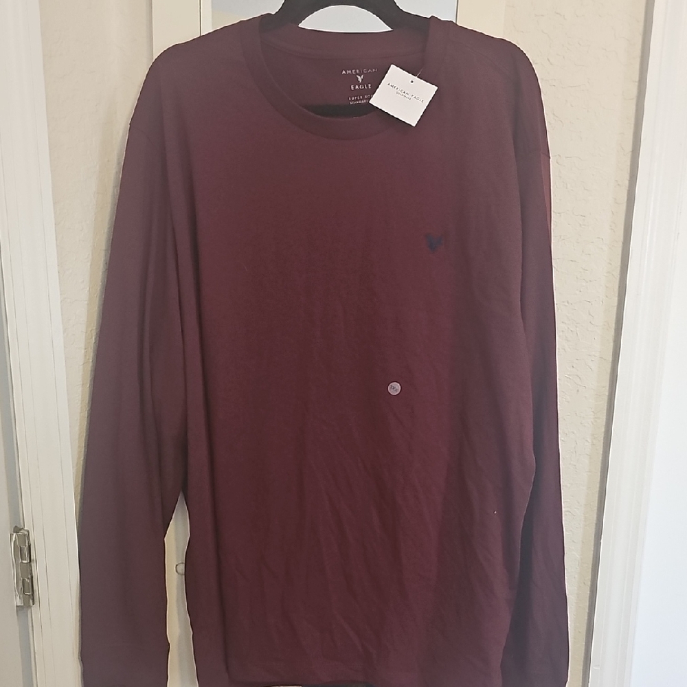 American Eagle Outfitters Burgundy Long Sleeve Shirt
